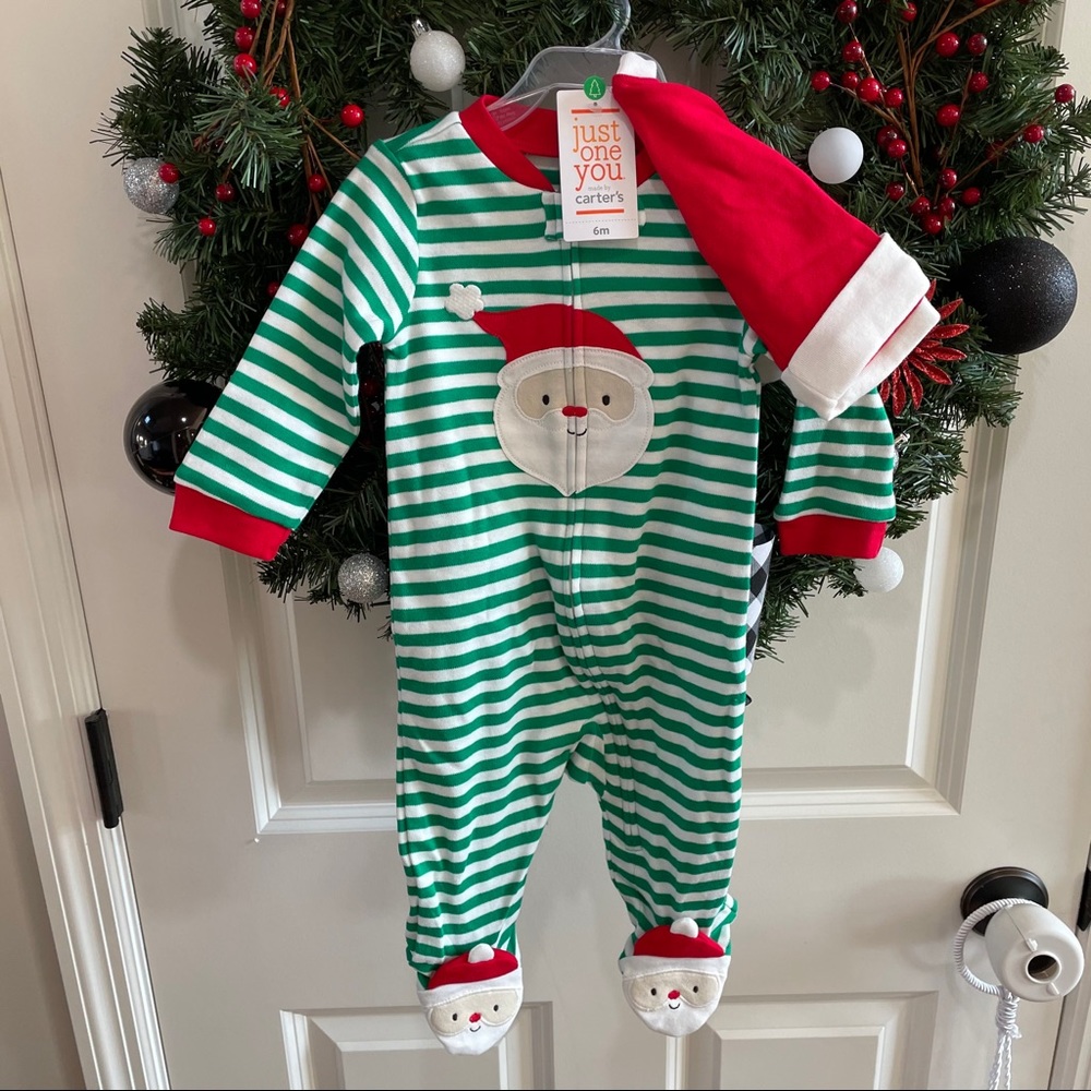NWT Santa striped pajamas 6mo
